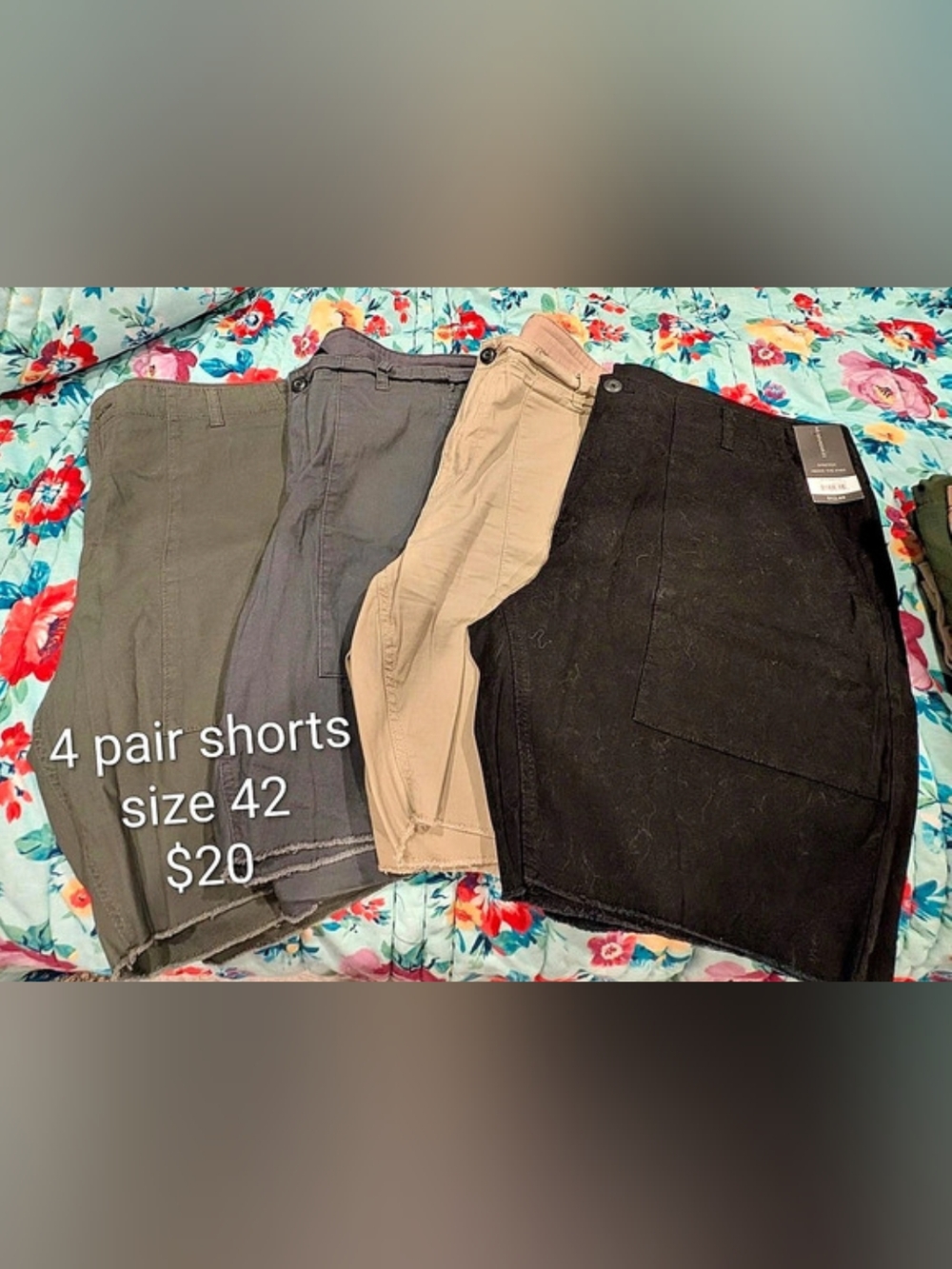 No Boundaries Men's Cargo Shorts 4-Pair Set Waist 42